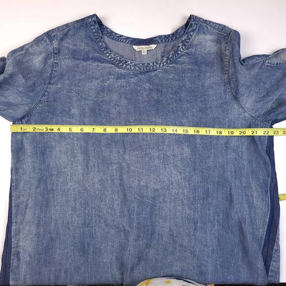 John Mark Chambray Shift Dress Blue Large Short Sleeve - Picture 4 of 5